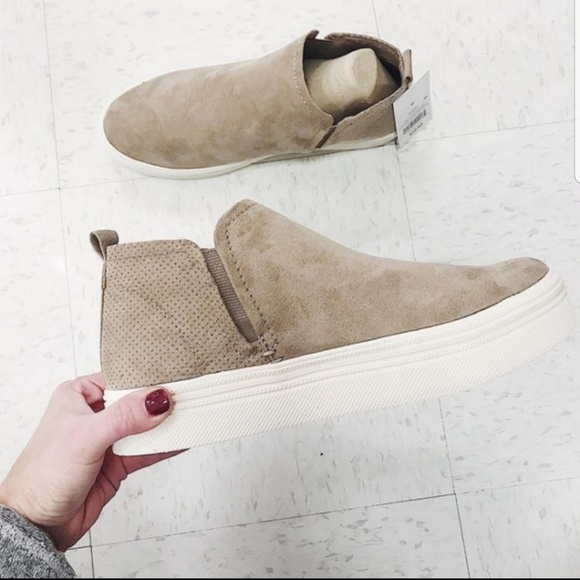 Taupe Microsuede Sneakers - Picture 1 of 7